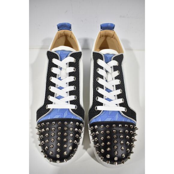 Christian Louboutin Louis Junior Spikes Orlato Flat White Low Top Sneaker 48 15 - Picture 6 of 12